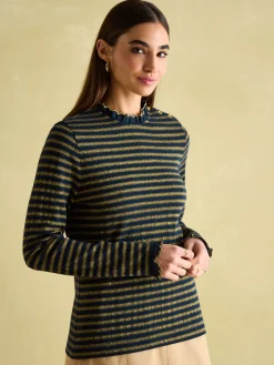 Best Joules Grace Navy sparkle Long Sleeve Jersey Top Navysparkle