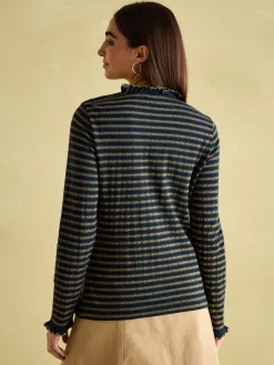 Best Joules Grace Navy sparkle Long Sleeve Jersey Top Navysparkle