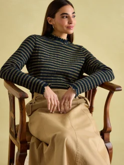 Best Joules Grace Navy sparkle Long Sleeve Jersey Top Navysparkle