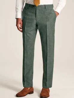New Joules Slim Textured Suit Trousers Green