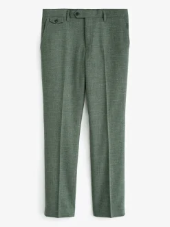 New Joules Slim Textured Suit Trousers Green