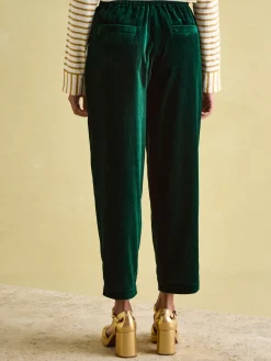 Outlet Joules Velvet Straight Leg Trousers Green