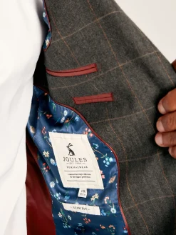 Hot Joules Window Pane Check Slim Fit Suit Jacket Green