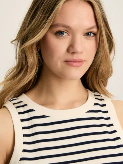 Joules Harbour Cream & Navy Striped Jersey Vest Cream&NavyStriped