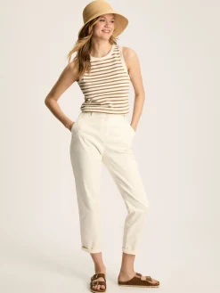 Sale Joules Harbour Cream & Tan Striped Jersey Vest Cream&TanStriped