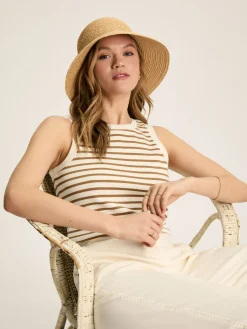 Sale Joules Harbour Cream & Tan Striped Jersey Vest Cream&TanStriped