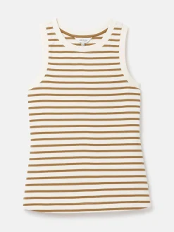Sale Joules Harbour Cream & Tan Striped Jersey Vest Cream&TanStriped