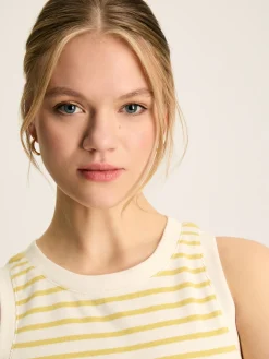 Hot Joules Harbour Cream & Yellow Striped Jersey Vest Cream&YellowStriped