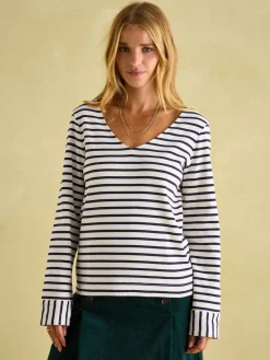 Joules Harbour V-Neck Jersey Top Cream/Navy