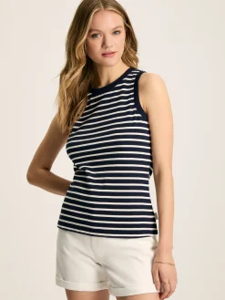 Online Joules Harbour Navy & Cream Striped Jersey Vest Navy&CreamStriped