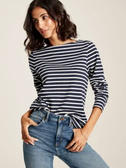 Outlet Joules Harbour Navy Blue Long Sleeve Breton Top NavyBlue
