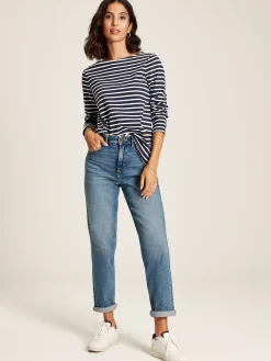 Outlet Joules Harbour Navy Blue Long Sleeve Breton Top NavyBlue