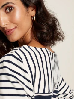 Hot Joules Harbour Navy Hotchpotch Long Sleeve Breton Top NavyHotchpotch