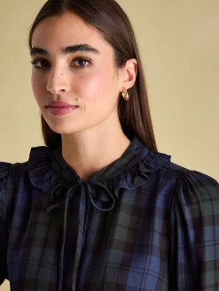 Discount Joules Harper Black Check Pussybow Tie Blouse BlackCheck