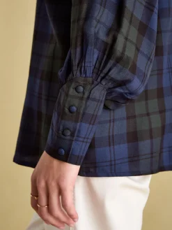 Discount Joules Harper Black Check Pussybow Tie Blouse BlackCheck