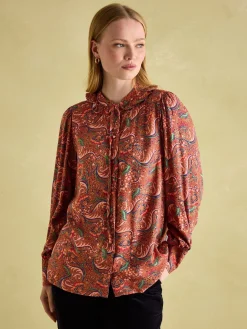 Discount Joules Harper Red Paisley Pussybow Tie Blouse RedPaisley