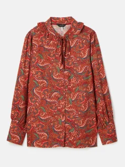 Discount Joules Harper Red Paisley Pussybow Tie Blouse RedPaisley