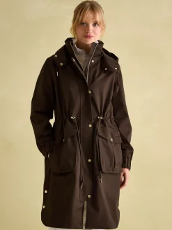 Sale Joules Harpsden Waterproof Long Raincoat with Hood Brown