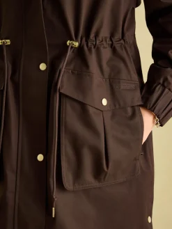 Sale Joules Harpsden Waterproof Long Raincoat with Hood Brown