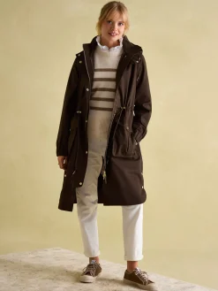 Sale Joules Harpsden Waterproof Long Raincoat with Hood Brown