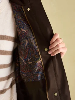 Sale Joules Harpsden Waterproof Long Raincoat with Hood Brown