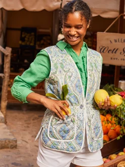 Discount Joules Hatfield Blue Paisley Cotton Quilted Gilet BluePaisley