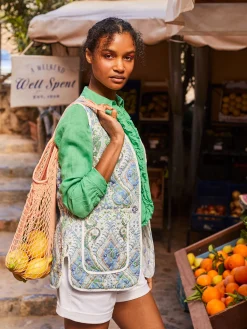 Discount Joules Hatfield Blue Paisley Cotton Quilted Gilet BluePaisley