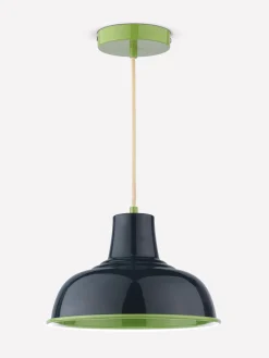 Best Joules Hatfield Navy & Green Industrial-Style Pendant Light Navy&Green