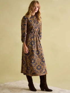 Best Joules Hazel Brown Floral Jersey Shirt Dress BrownFloral