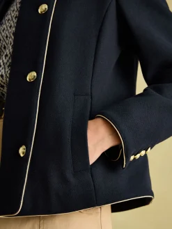 Outlet Joules Hazelmere Wool Blend Band Jacket Navy