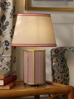 Hot Joules Helmingham Red Stripe Claw Foot Table Lamp RedStripe