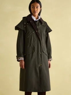 Online Joules Highbridge Khaki Green Waterproof Longline Coat with Hood KhakiGreen