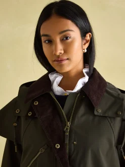 Online Joules Highbridge Khaki Green Waterproof Longline Coat with Hood KhakiGreen