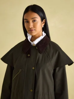 Online Joules Highbridge Khaki Green Waterproof Longline Coat with Hood KhakiGreen