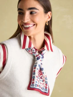 New Joules Highgrove Skinny Printed Scarf Multi