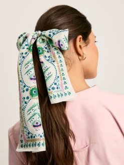 Best Joules Highgrove Skinny Printed Silk Scarf Multi/White