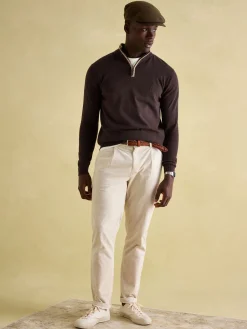 Online Joules Hillside Quarter Zip Knit Jumper Brown