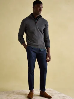 Sale Joules Hillside Charcoal Grey Quarter Zip Knit Jumper CharcoalGrey