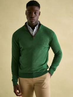 Joules Hillside Quarter Zip Knit Jumper Green