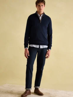 Online Joules Hillside Navy Blue Quarter Zip Knit Jumper NavyBlue
