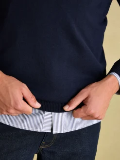 Online Joules Hillside Navy Blue Quarter Zip Knit Jumper NavyBlue