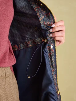 Clearance Joules Holkham Navy Blue Paisley Waterproof Packable Raincoat With Hood NavyBluePaisley
