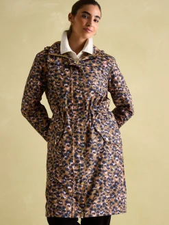 Hot Joules Holkham Tan Leopard Waterproof Packable Raincoat With Hood TanLeopard