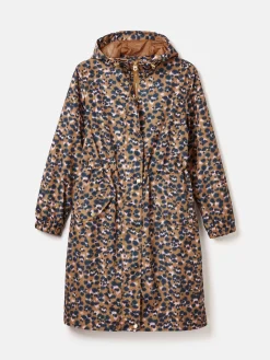 Hot Joules Holkham Tan Leopard Waterproof Packable Raincoat With Hood TanLeopard