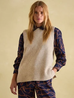 Clearance Joules Holly Longline Knitted Vest Camel