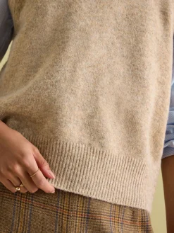 Sale Joules Holly Regular Fit Knitted Vest Natural