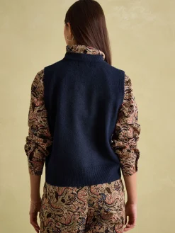 Sale Joules Holly Navy Blue Regular Fit Knitted Vest NavyBlue