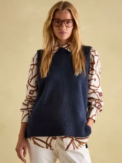 New Joules Holly Longline Knitted Vest Navy