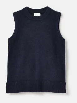New Joules Holly Longline Knitted Vest Navy