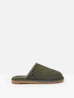 Joules Homebound Dark Green Quilted Slippers DarkGreen